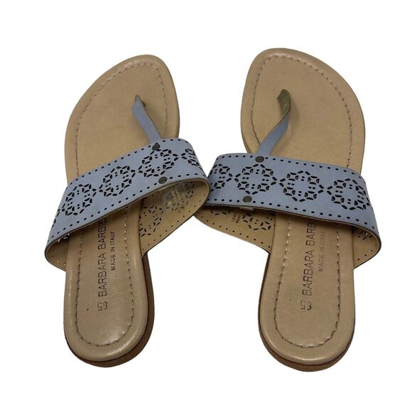 Barbara Barbieri Blue Leather Thong Sandals Preppy Vacation Cruise Womens 6.5 - Picture 3 of 7
